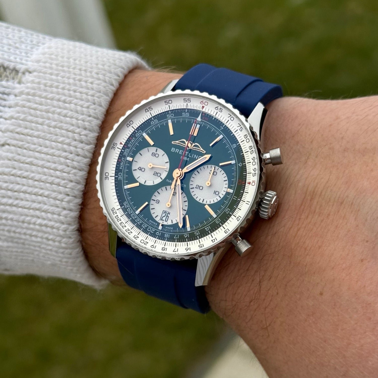 Rubber Strap - For all Breitling Navitimer Models - Navy Blue - Image 2