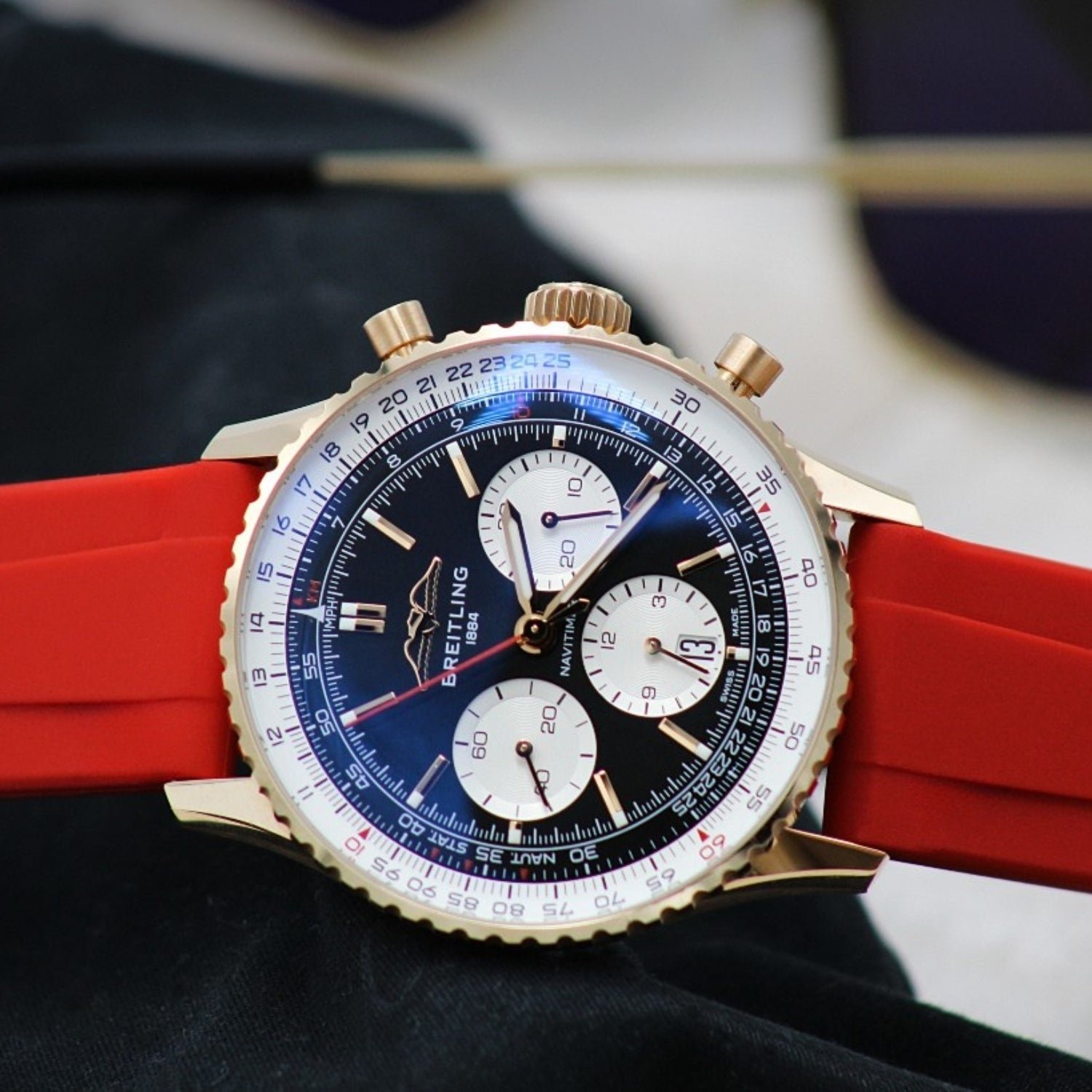Rubber Strap - For all Breitling Navitimer Models - Red - Image 2