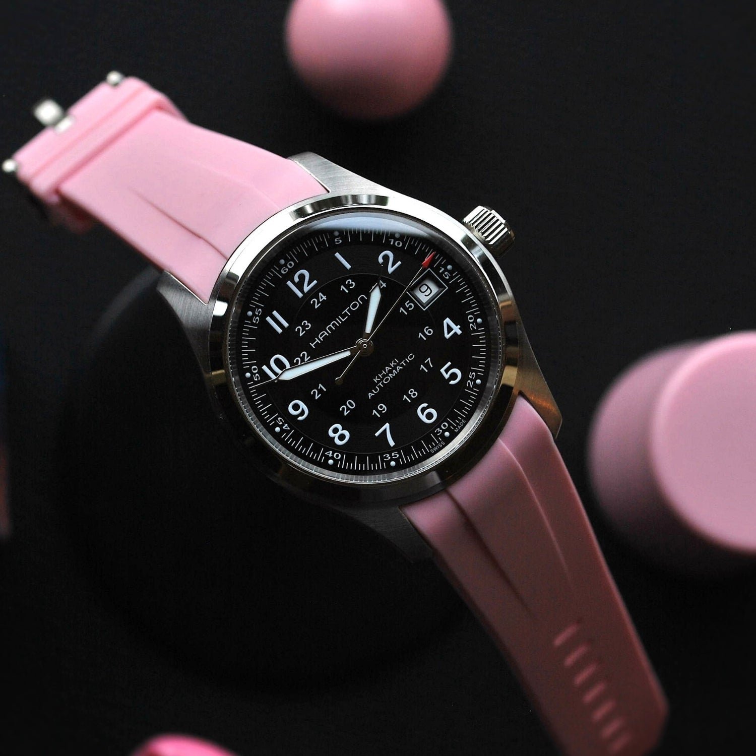 Rubber Strap – For Hamilton Khaki Field (38mm/40mm/42mm) - Pink - Image 2