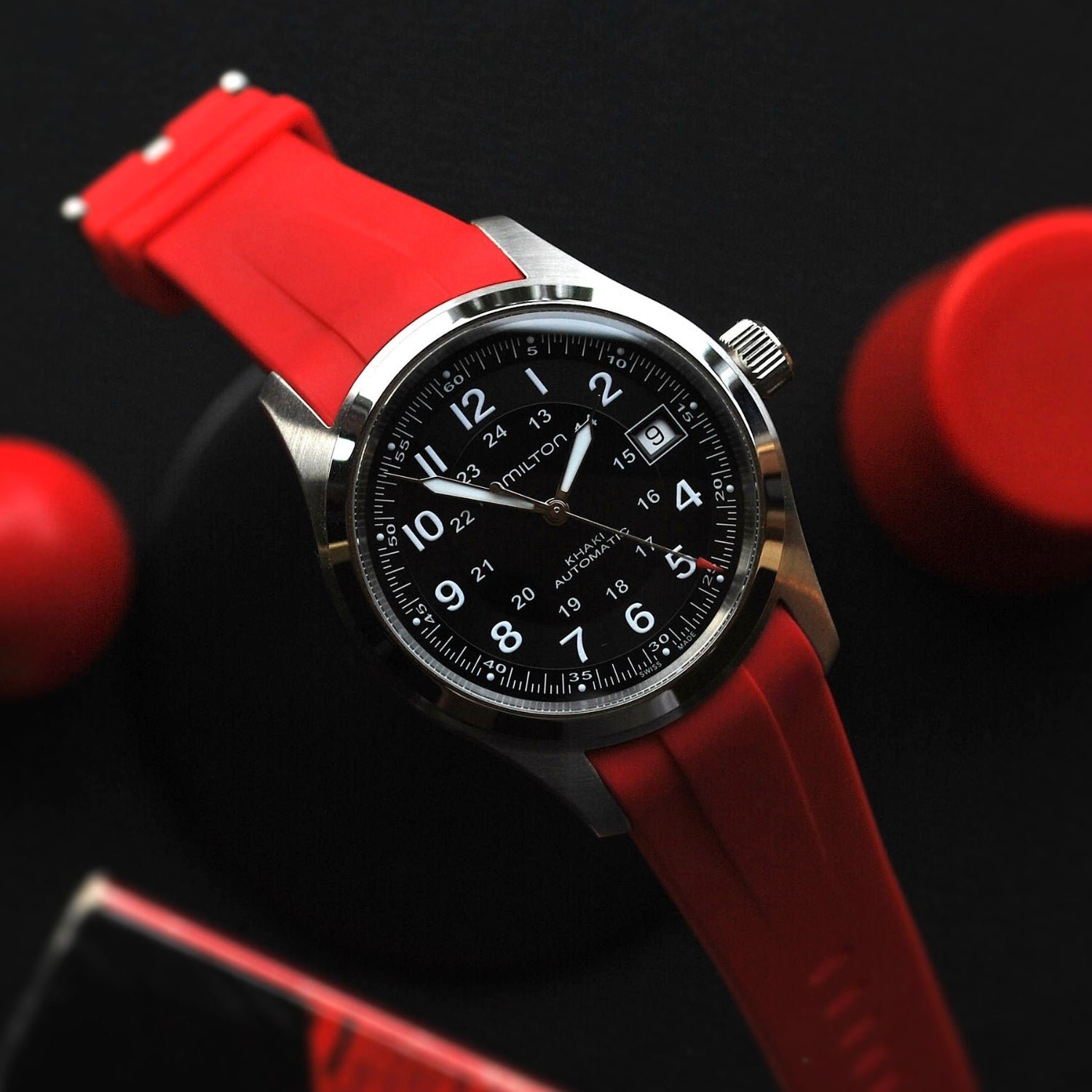Rubber Strap – For Hamilton Khaki Field (38mm/40mm/42mm) - Red - Image 2