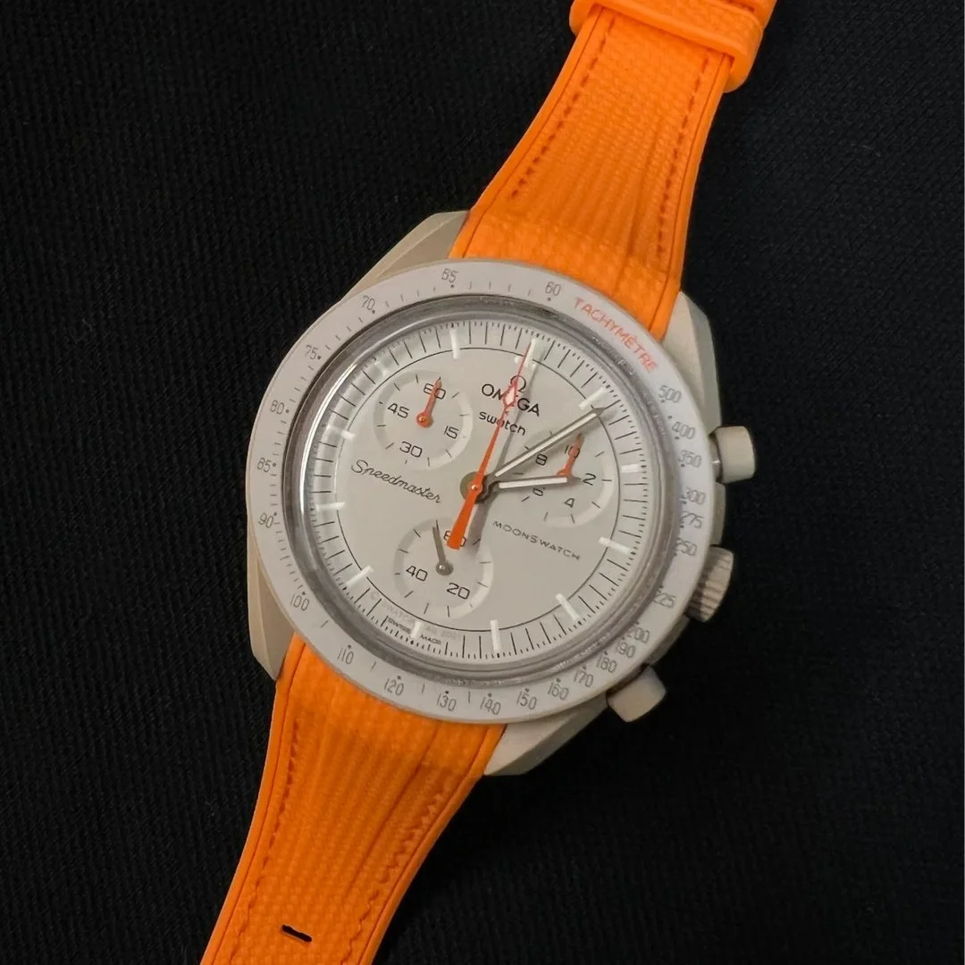 Rubber Strap - For Mission to Jupiter | Omega X Swatch | MoonSwatch - Orange w/Orange - Image 2