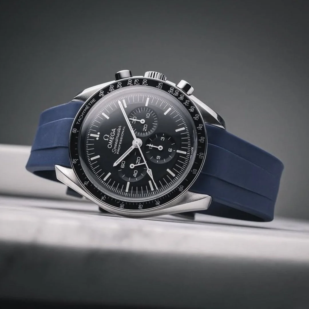 Rubber Strap - For Omega Speedmaster - Navy Blue - Image 2
