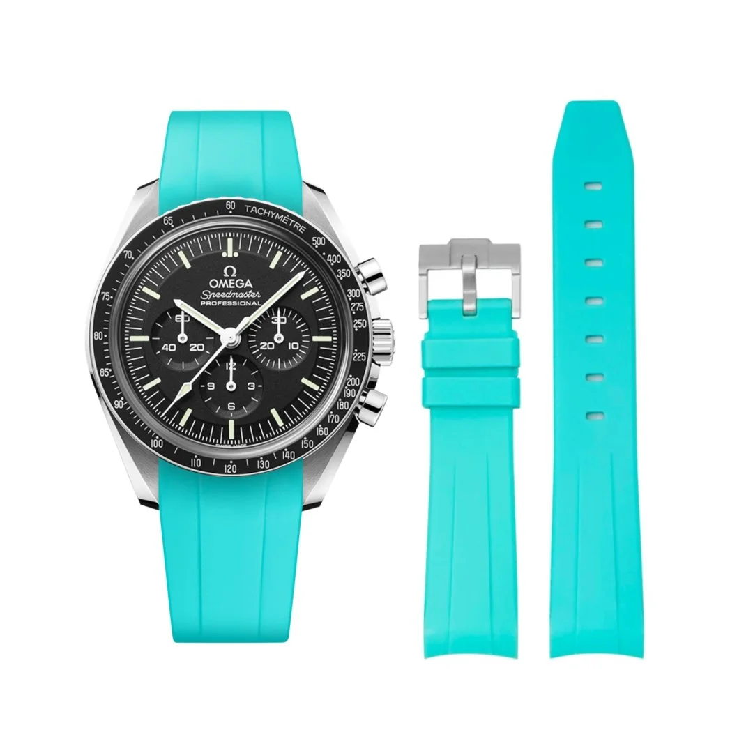Rubber Strap - For Omega Speedmaster - Turquoise