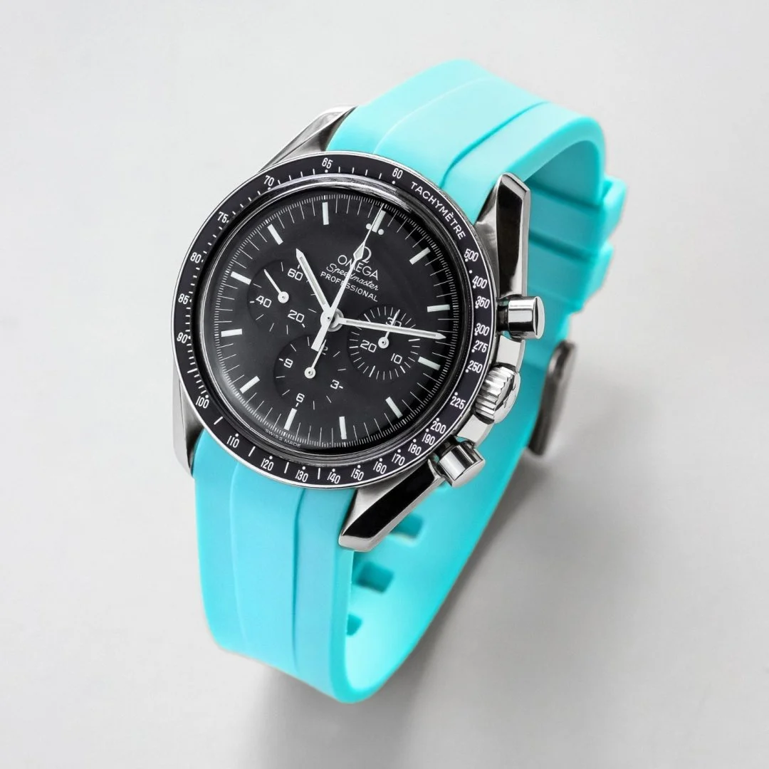 Rubber Strap - For Omega Speedmaster - Turquoise - Image 2