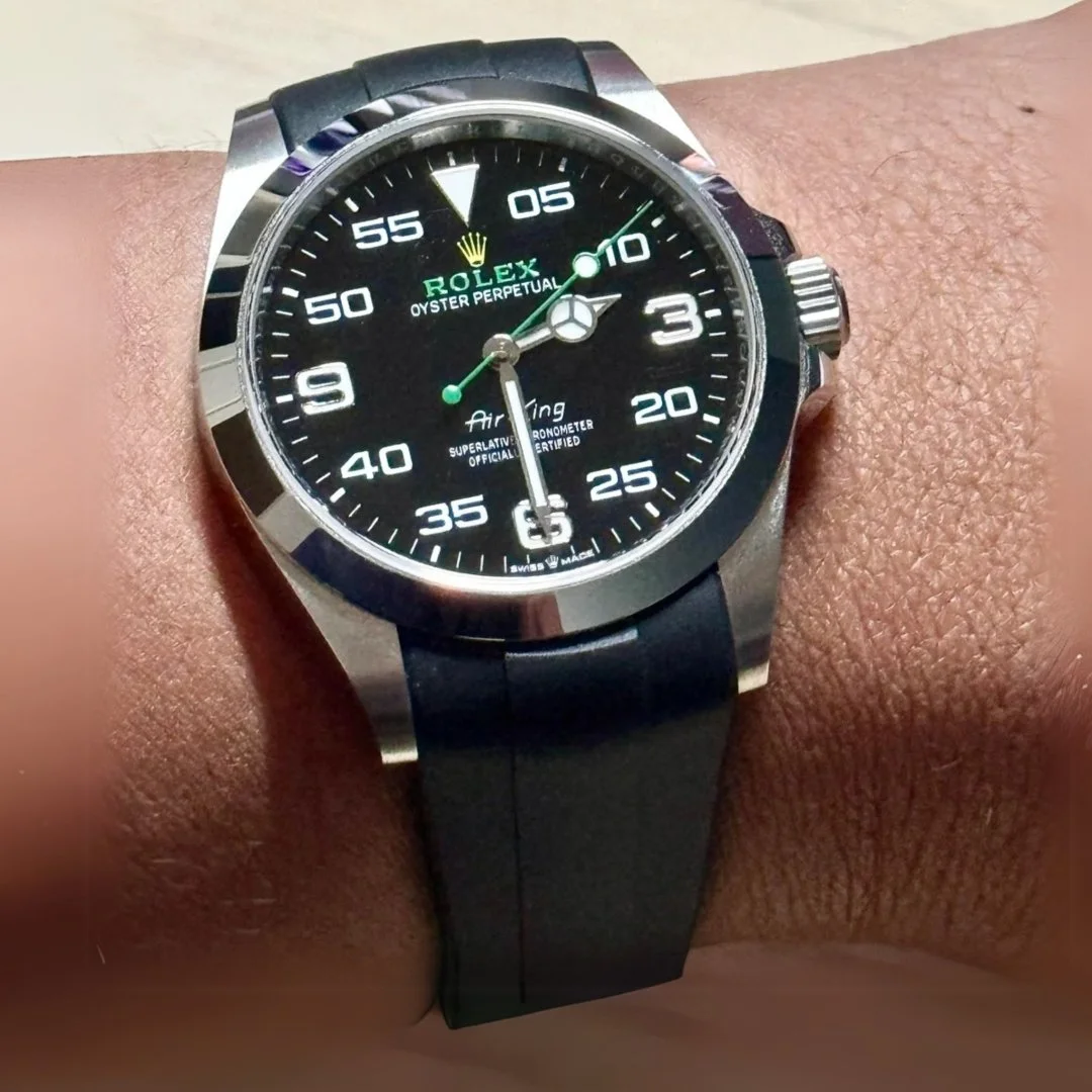 Rubber Strap - For Rolex Air-King 126900/116900 - Black - Image 2