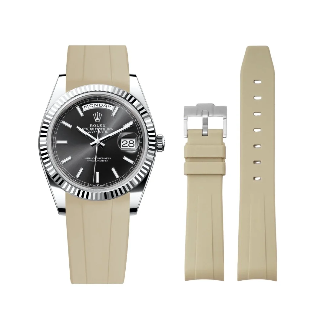 Rubber Strap - For Rolex Day-Date 40 - Beige
