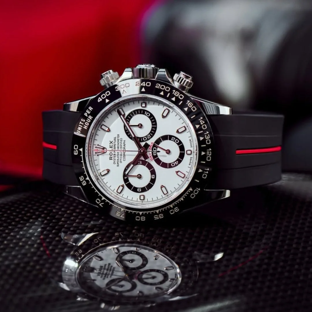 Rubber Strap - For Rolex Daytona - Black w/Red Line | LuxLine® - Image 2