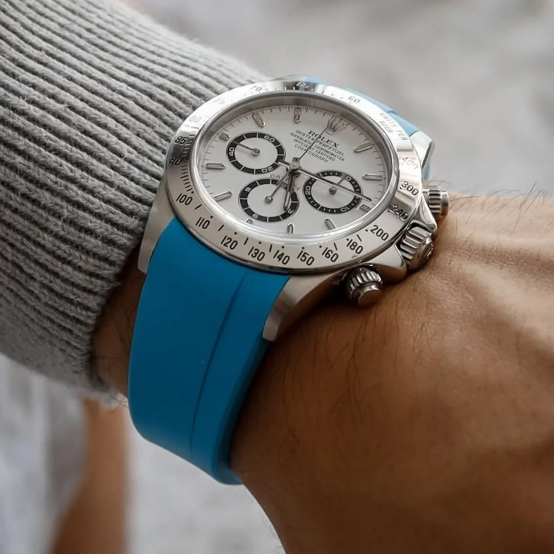 Rubber Strap - For Rolex Daytona - Light Blue - Image 2
