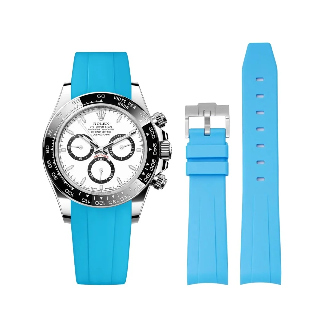 Rubber Strap - For Rolex Daytona - Light Blue