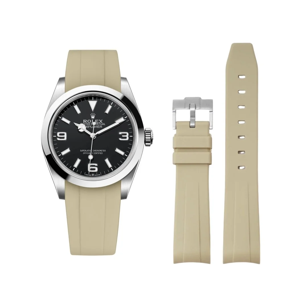Rubber Strap - For Rolex Explorer I - Beige