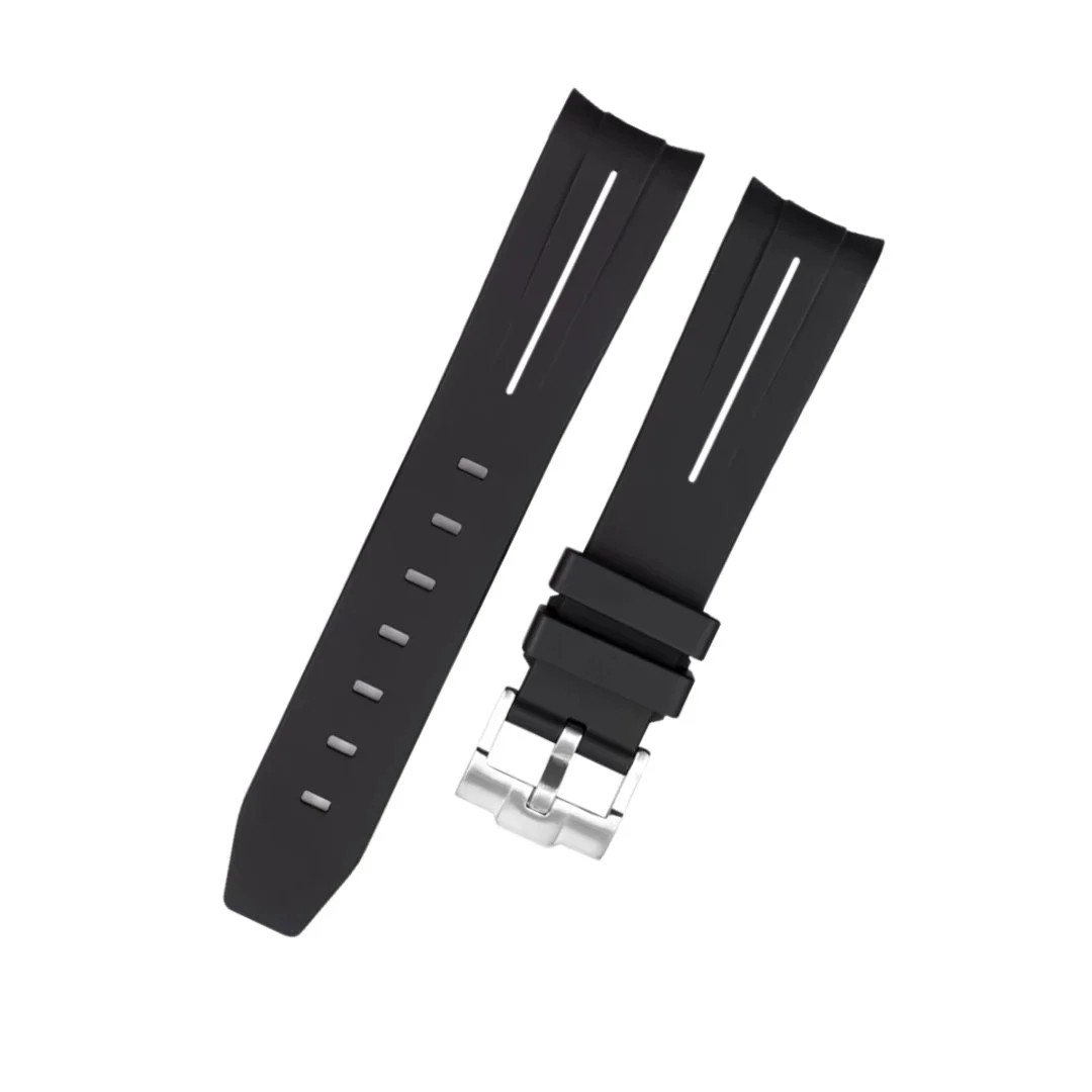 Rubber Strap - For Rolex Explorer I - Black w/White Line | LuxLine® - Image 2