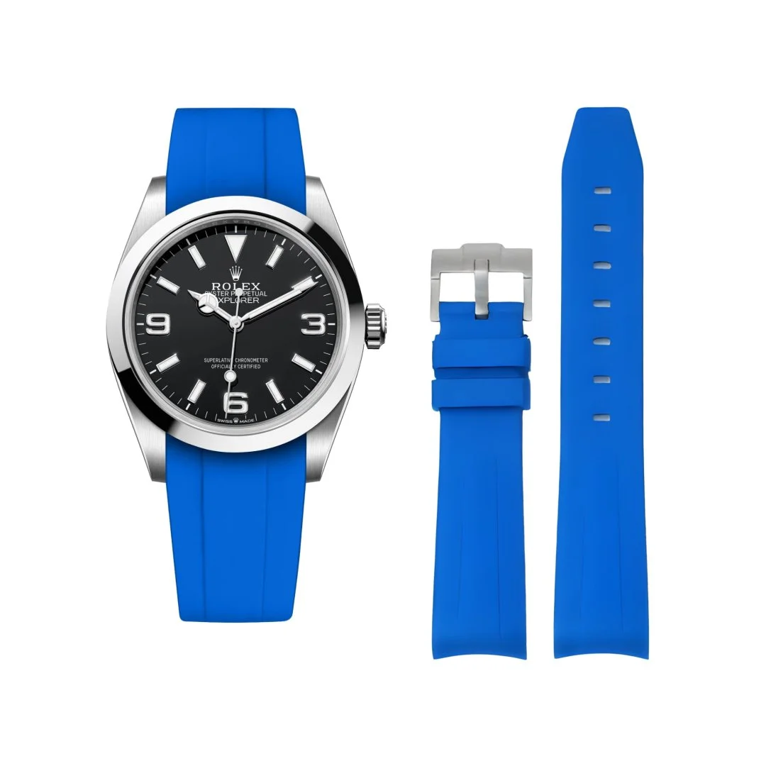 Rubber Strap - For Rolex Explorer I - Blue