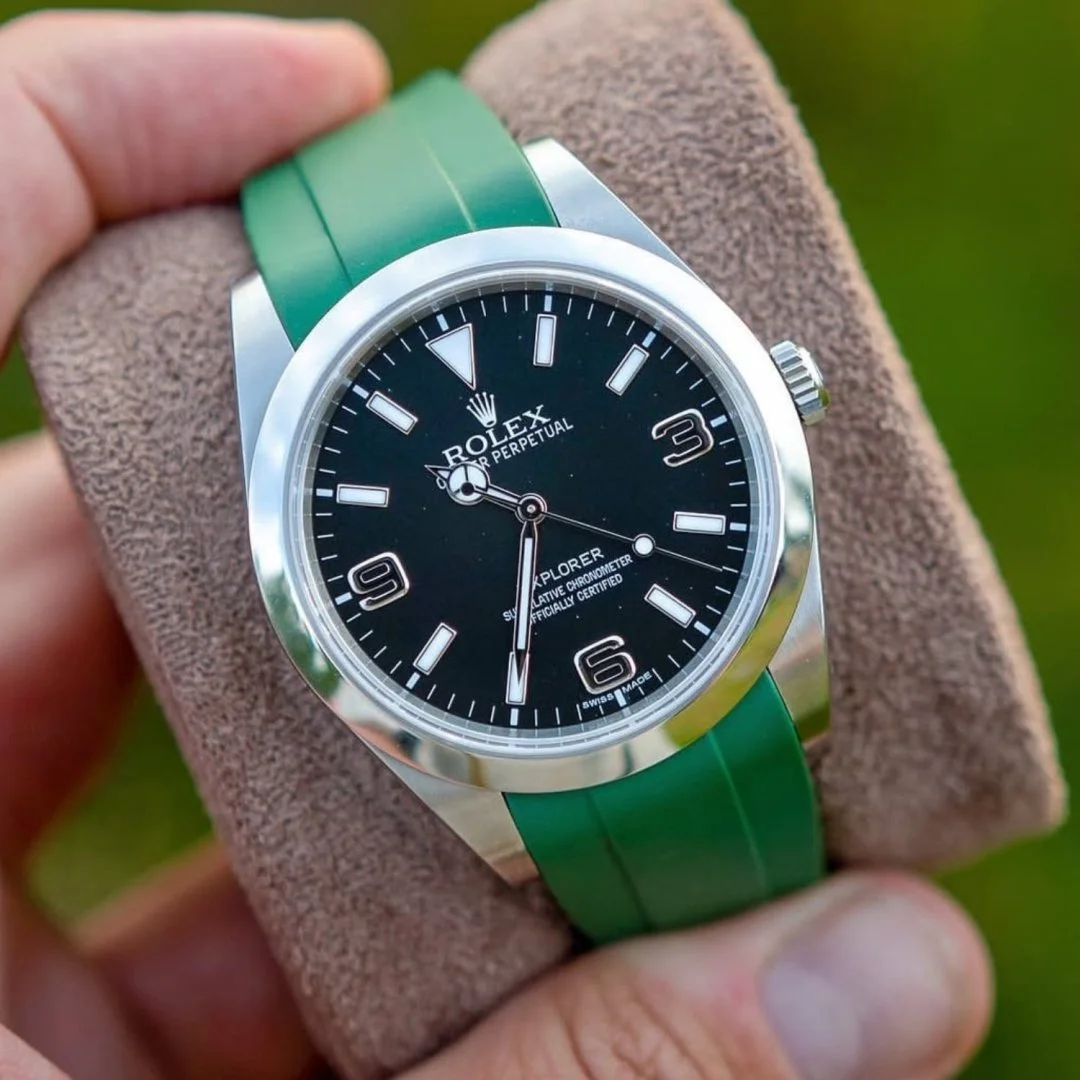 Rubber Strap - For Rolex Explorer I - Green - Image 2