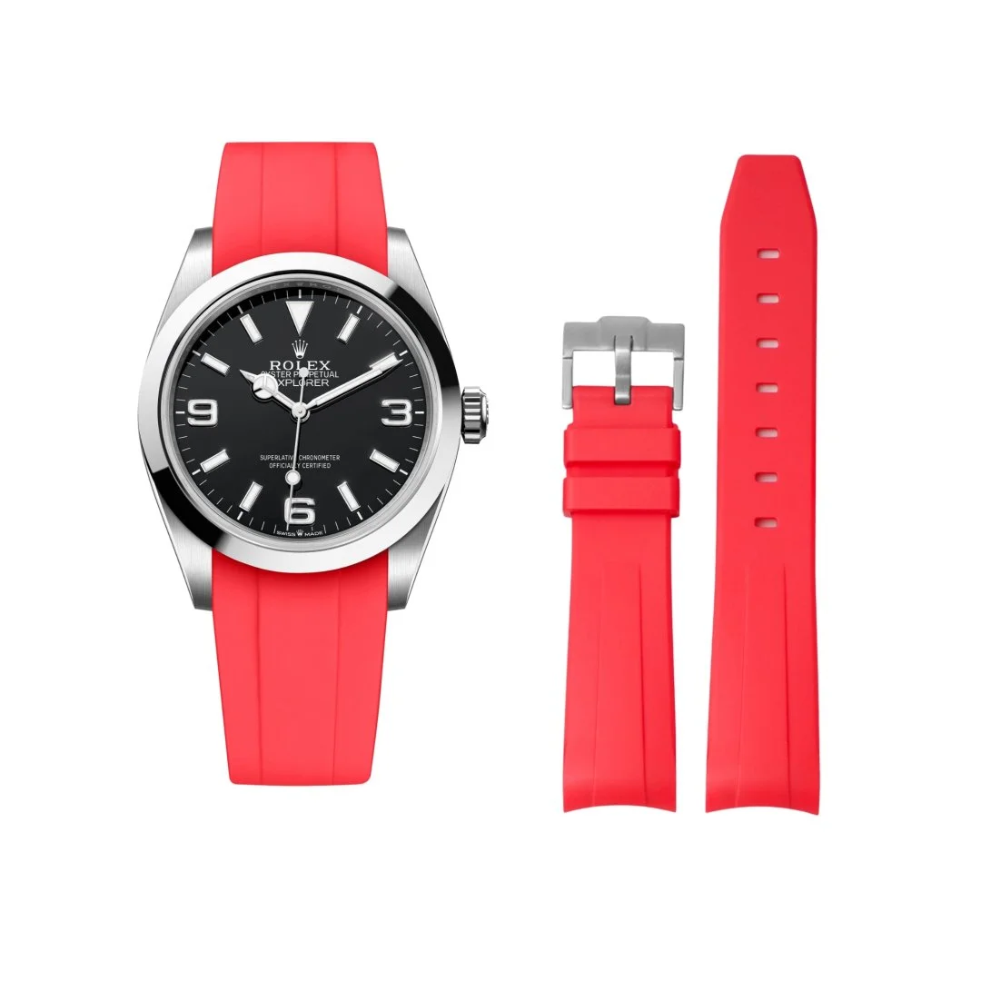 Rubber Strap - For Rolex Explorer I - Red