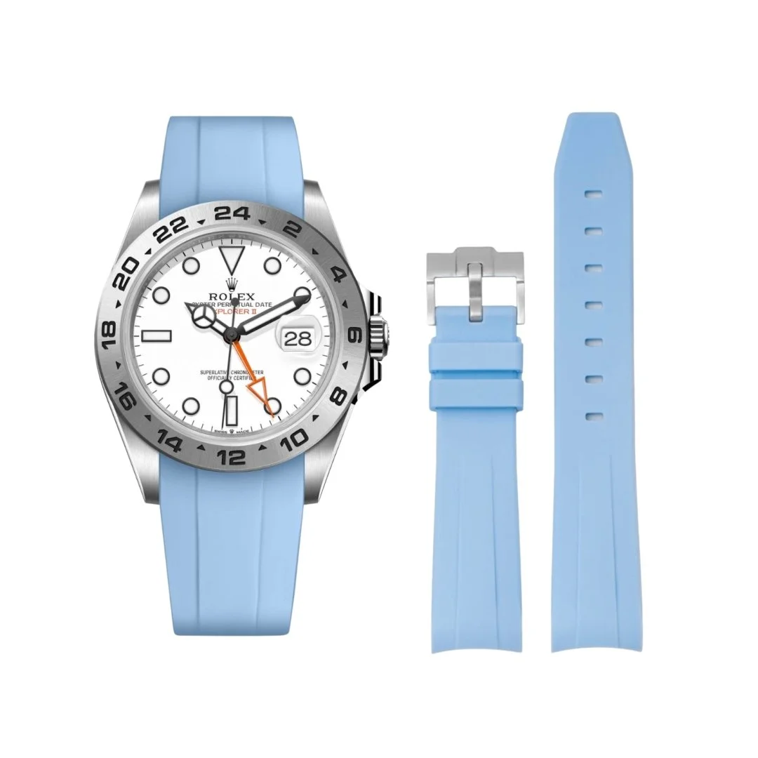 Rubber Strap - For Rolex Explorer II - Baby Blue