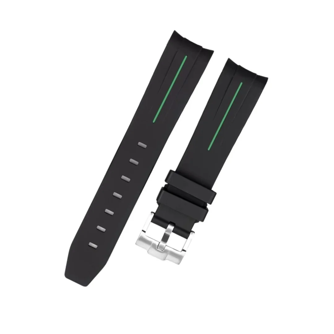 Rubber Strap - For Rolex GMT-Master II - Black w/Green Line | LuxLine® - Image 3