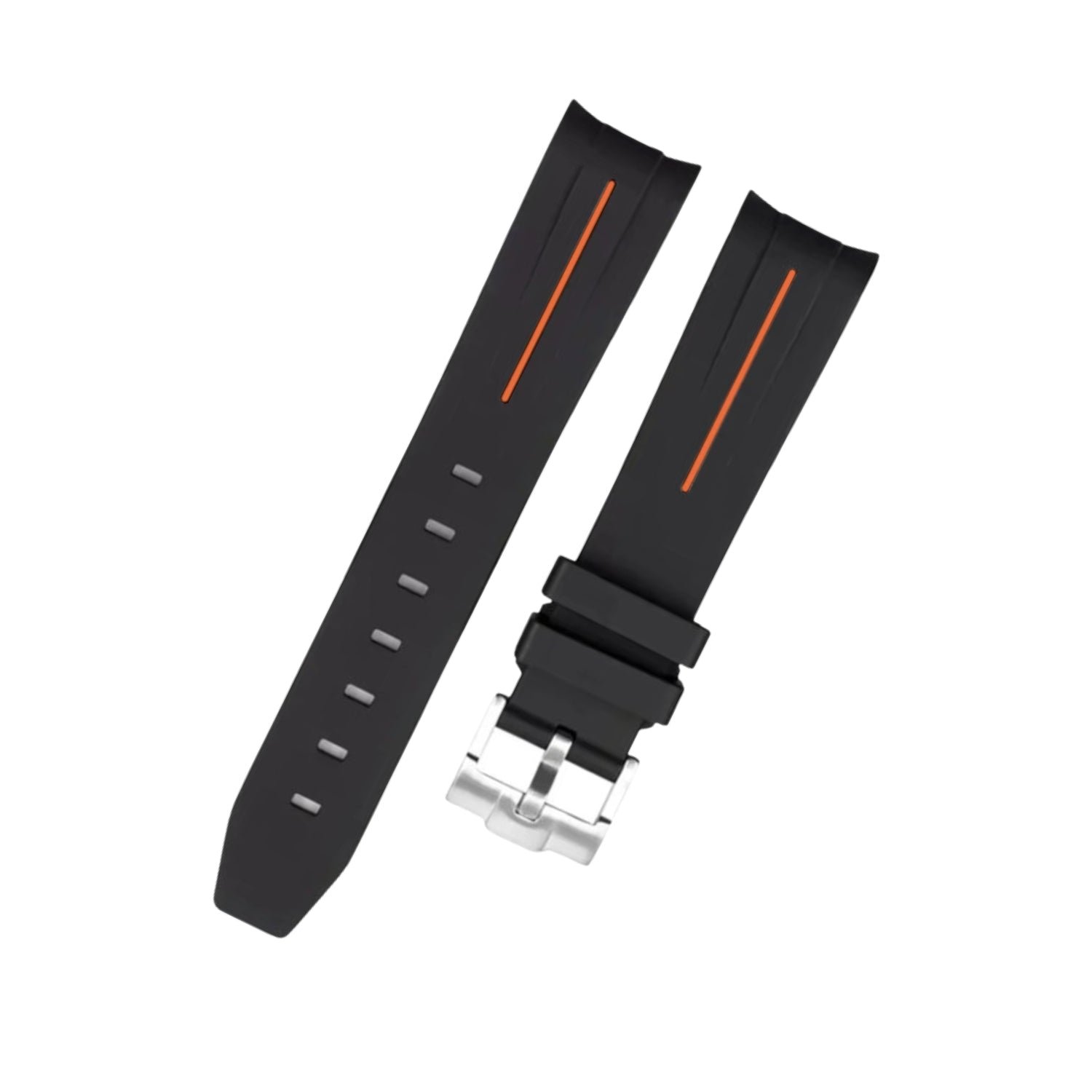 Rubber Strap - For Rolex GMT-Master II - Black w/Orange Line | LuxLine® - Image 2