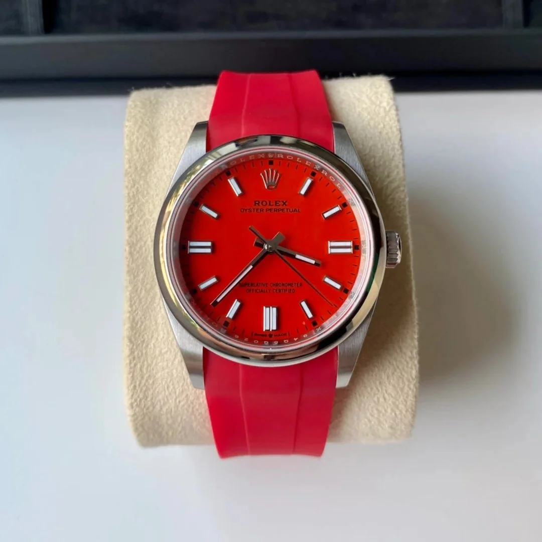 Rubber Strap - For Rolex Oyster Perpetual 36mm - Red - Image 2