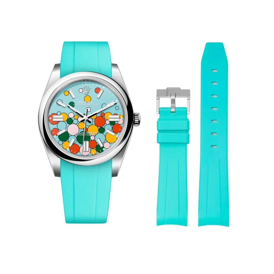Rubber Strap - For Rolex Oyster Perpetual 41mm - Turquoise