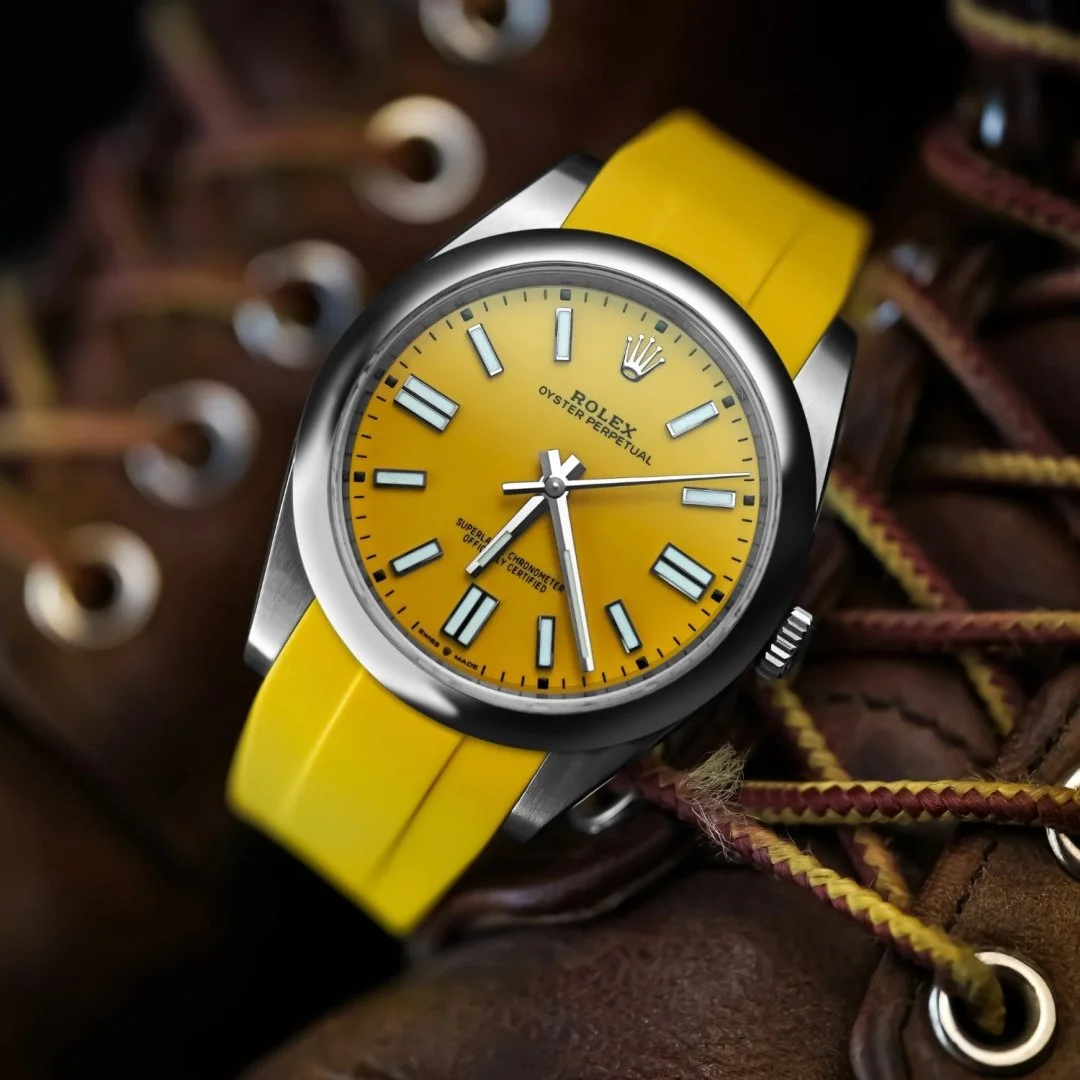 Rubber Strap - For Rolex Oyster Perpetual 39mm - Yellow - Image 2